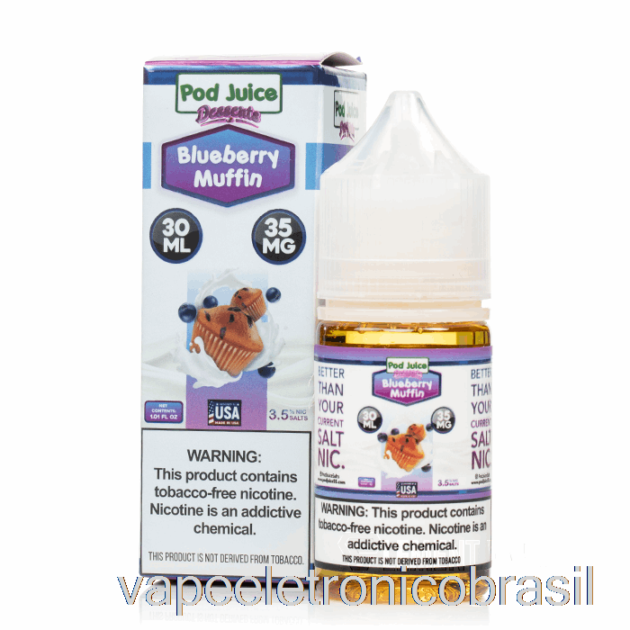 Muffin De Mirtilo Vape Eletrônico - Suco De Vagem - 30ml 35mg